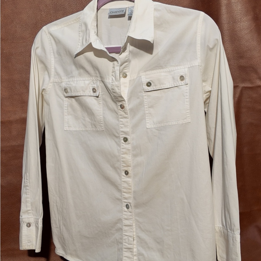 Chico's Cream Button-Up Blouse
